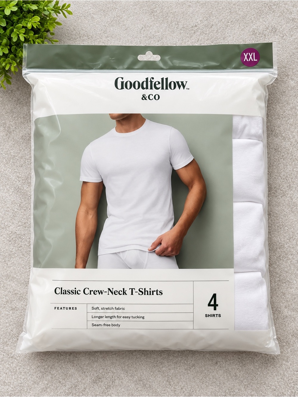 Goodfellow & Co White Classic Crew-Neck T-Shirts - 4 Pack
